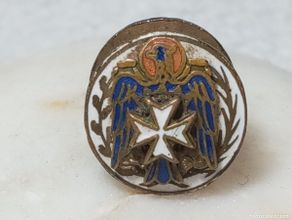 Military Antiques: ANTIGUA INSIGNIA DE OJAL ESMALTADA PIN SANIDAD MILITAR PRACTICANTE AGUILA SAN JUAN AÑOS 40 -50